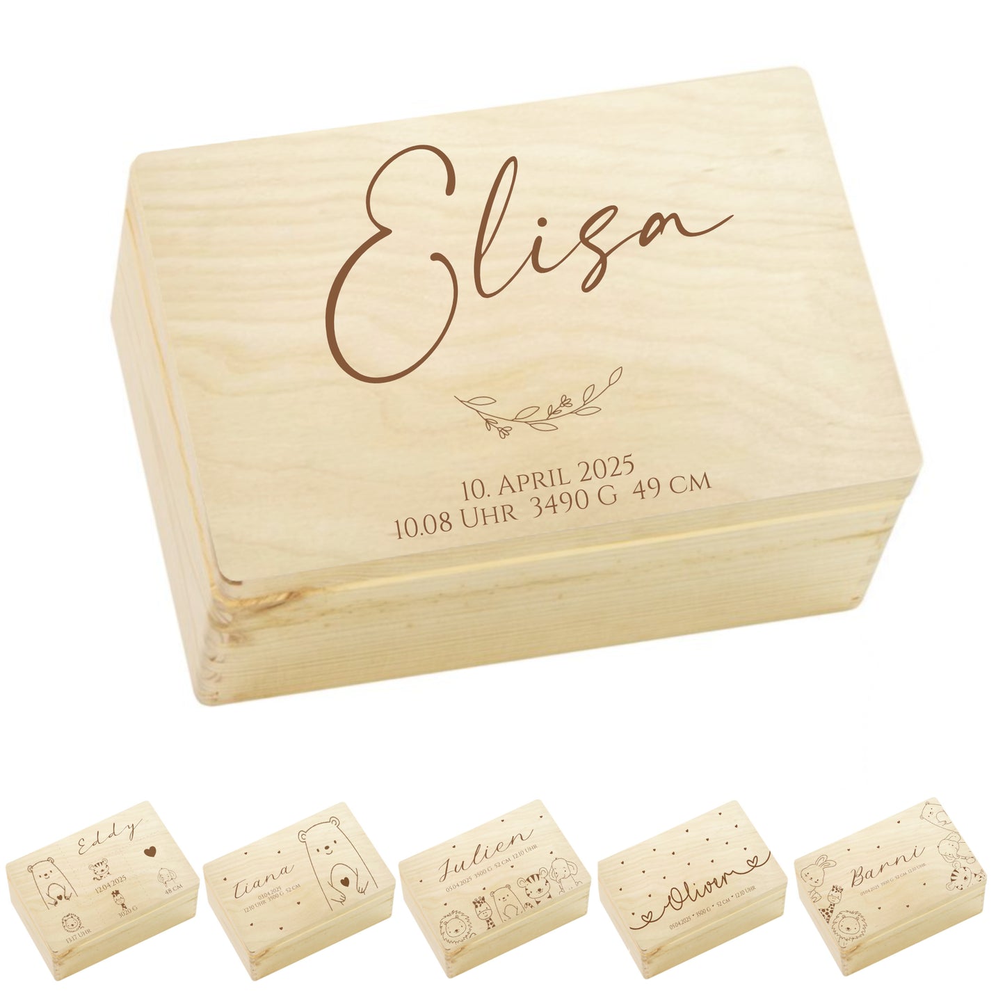 Erinnerungsbox Baby Personalisiert Baby Erinnerungskiste aus Holz Babygeschenk Geschenk zur Geburt Taufe Geburtsgeschenk Taufgeschenk Mädchen Junge