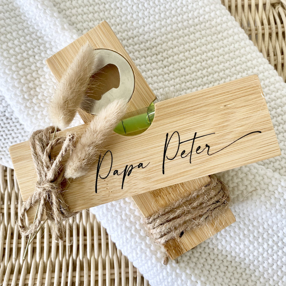 Personalisiertet Flaschenöffner Aus Holz – Gravur Mit Namen & Text, Geschenk Für Papa, Opa, Ihn