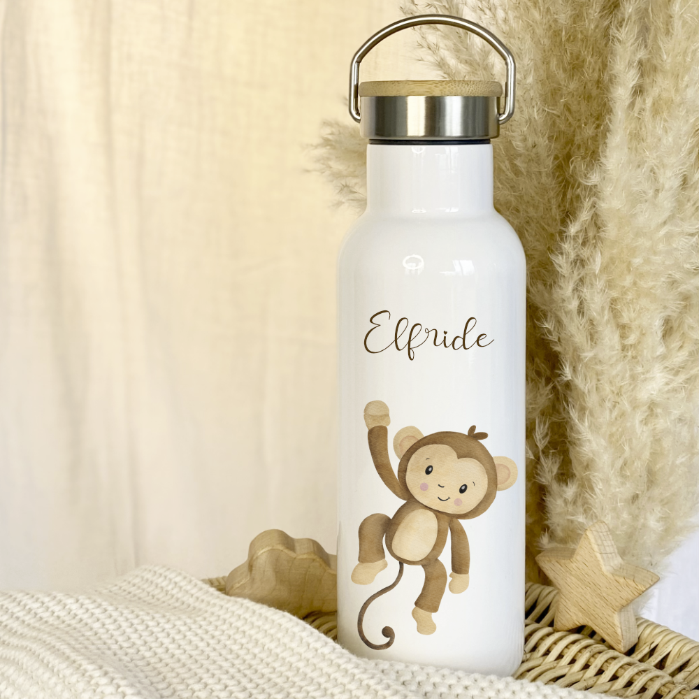 Trinkflasche Affe Geschenkidee mit Namen für Kinder