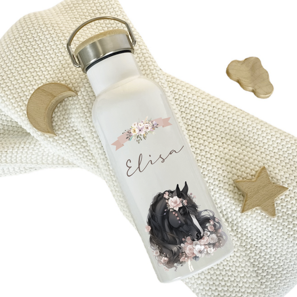 Kinder Trinkflasche Pferd m. Namen Mädchen Geschenk – Manufaktur Liebevoll