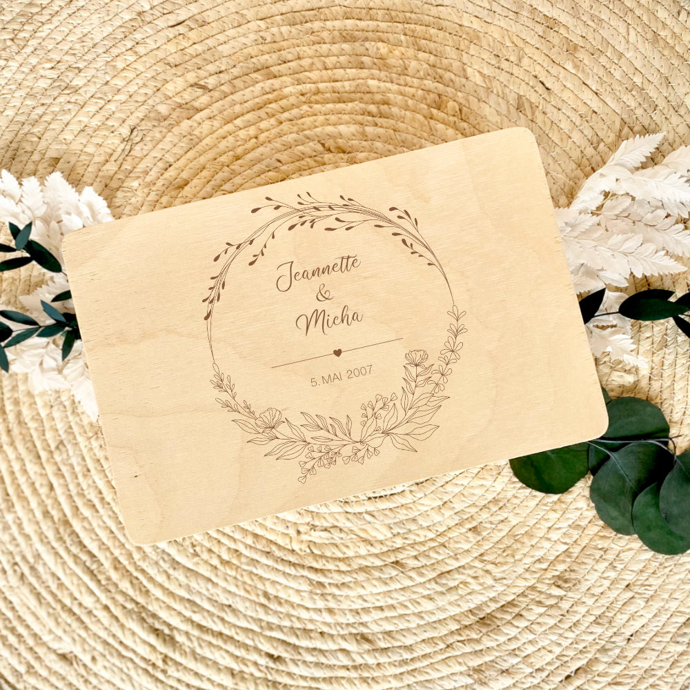 Personalisierte Erinnerungskiste zur Hochzeit, Holzbox als Geschenk für das Brautpaar, Hochzeitsgeschenk