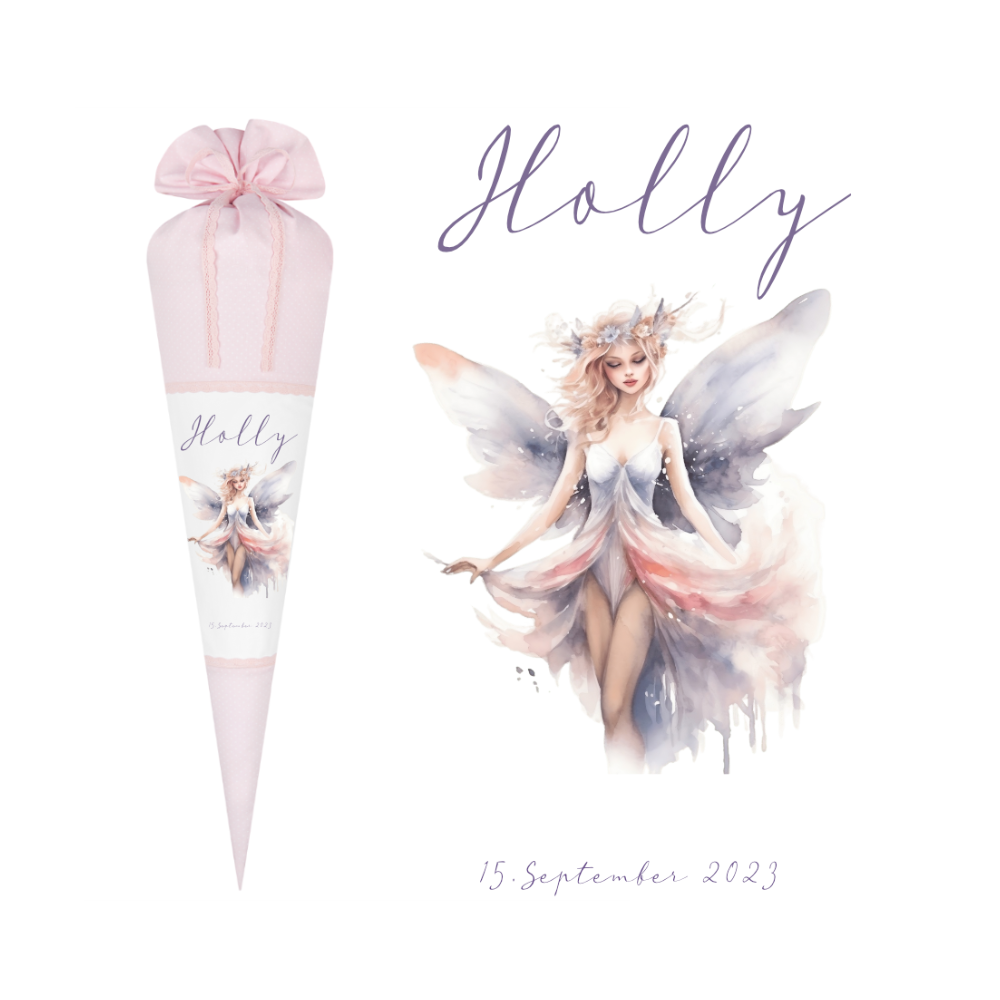Große 3D-Schleife Mit Personalisiertem Namen – 23 Cm Durchmesser, 50 Cm Länge | Rosa, Pink & Creme – Für Schultüten & Geschenkverpackungen