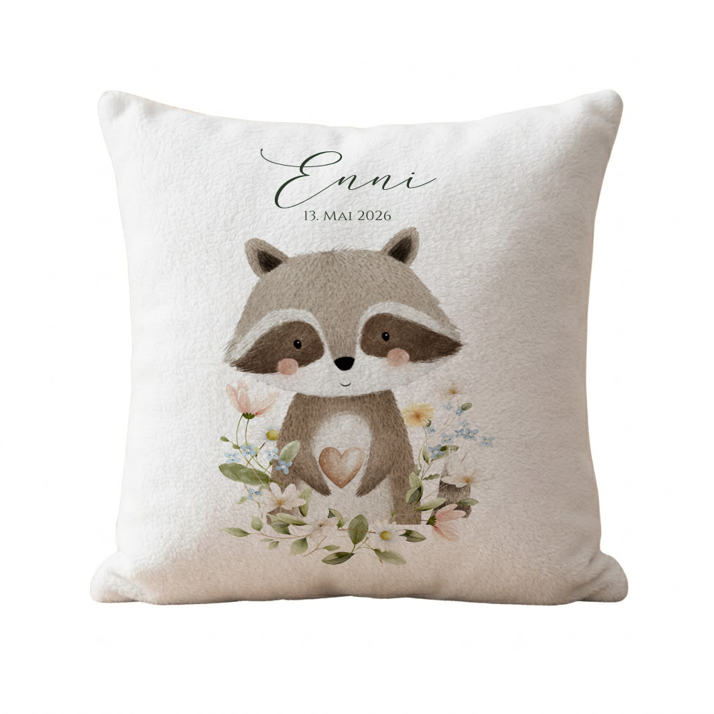 Personalisierte Kinderkissen mit Namen – Süße Waldtiere Motive im Boho-Stil – Flauschiges Kuschelkissen inkl. Füllung zur Geburt & Taufe