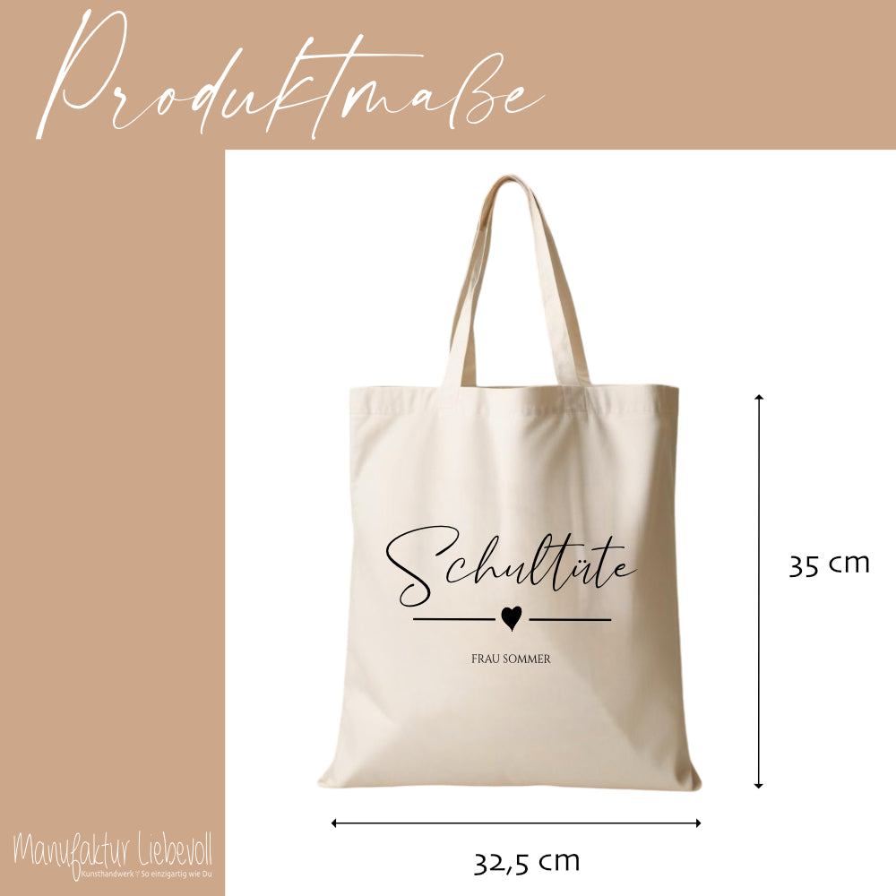Stoffbeutel "Schultüte" Abschiedsgeschenk Lehrerin Tasche mit Namen Lehrerin Geschenk Geburtstag