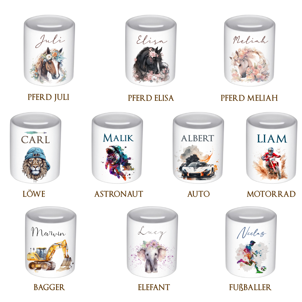 Kinder Spardose mit Namen für Mädchen und Jungen als Geschenk