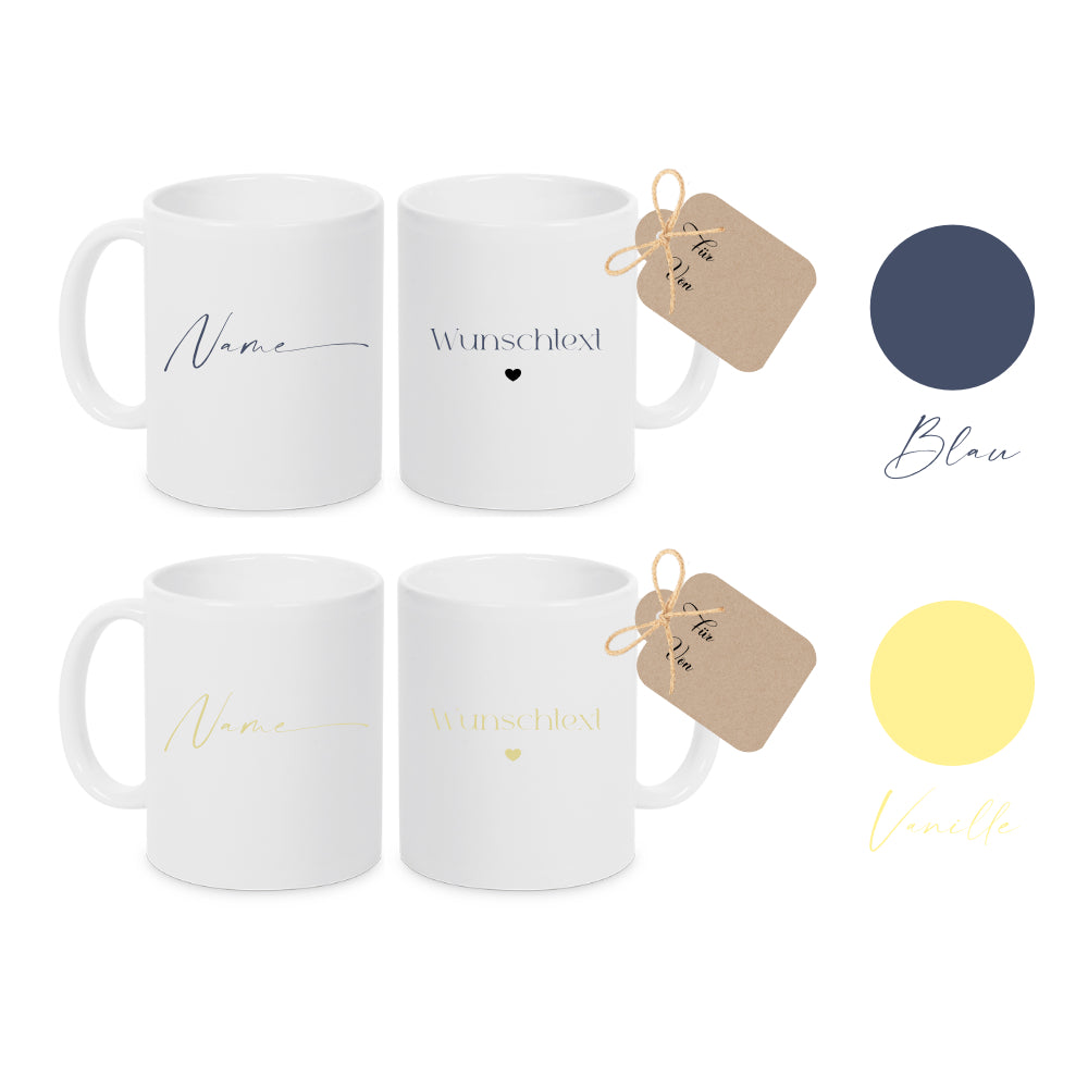 Tasse mit Wunschtext und Namen aus Keramik | in 5 Farben erhältlich