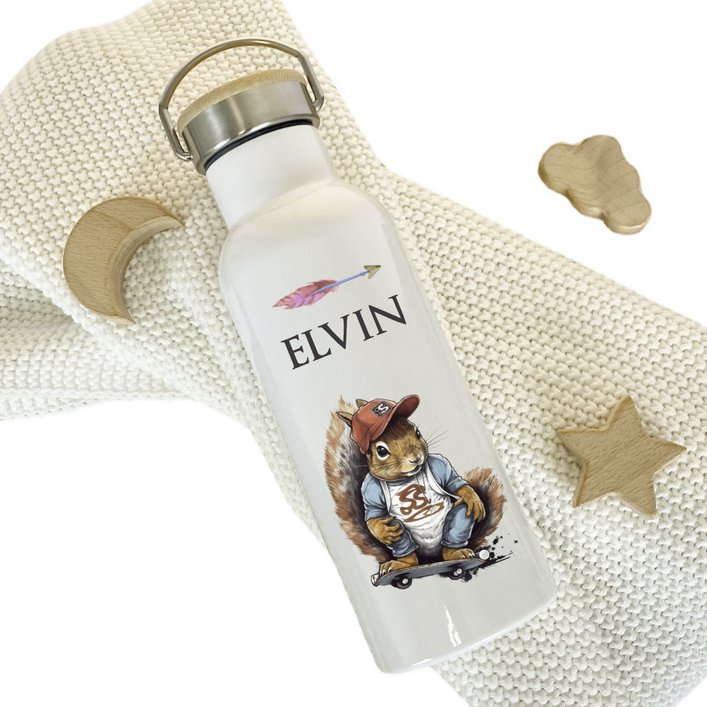Eichhörnchen Skater Trinkflasche als Geschenkidee für Kinder