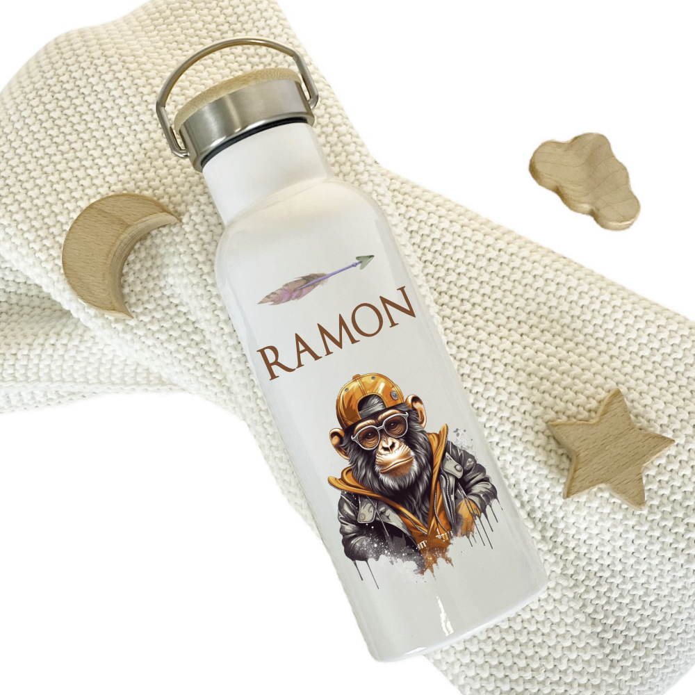 Kinder Trinkflasche Affe mit Namen als Geschenkidee