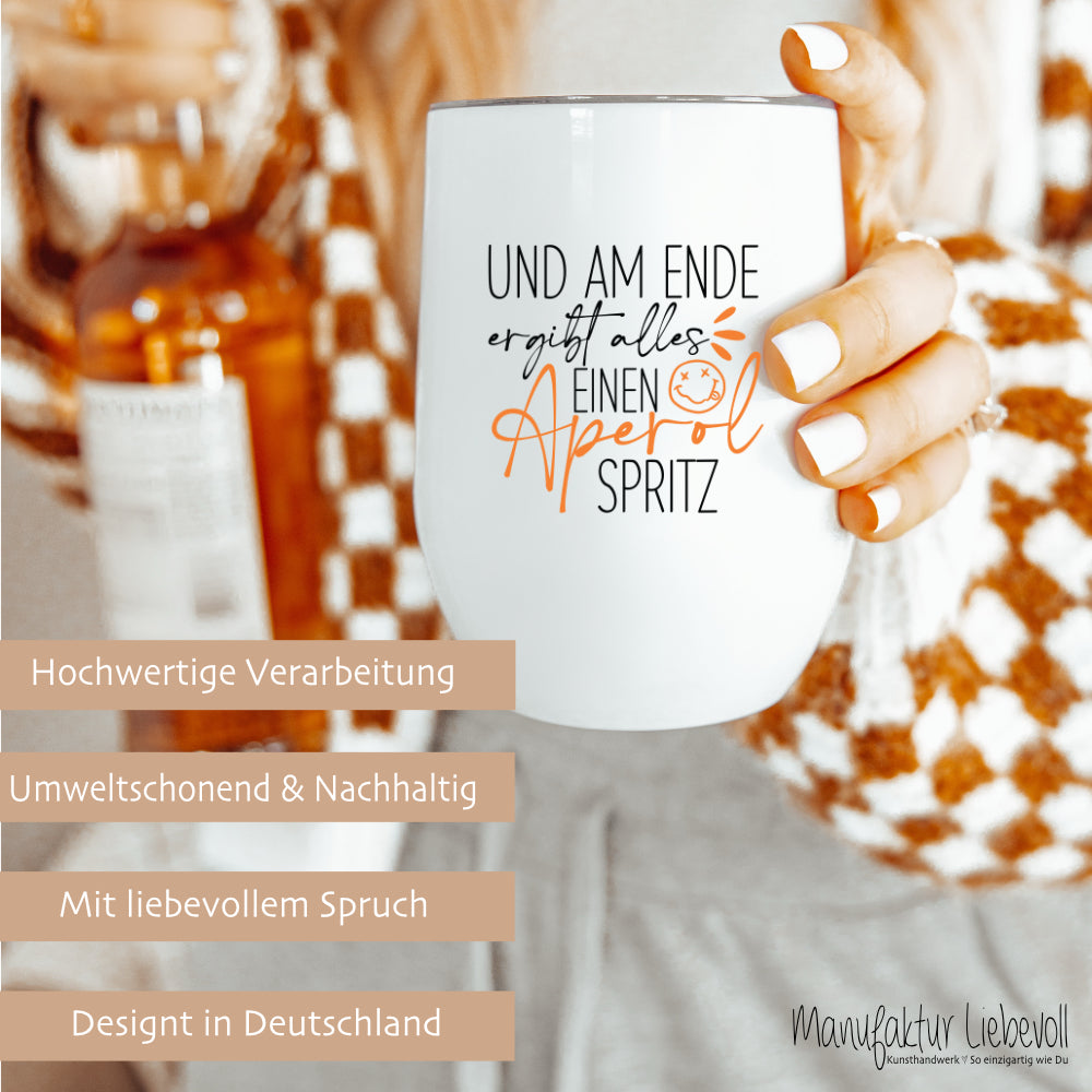 Aperolbecher to go Weinbecher Edelstahl Weinglas Isolierter Becher Aperol Spritz Thermobecher Geschenk Frau Freundin