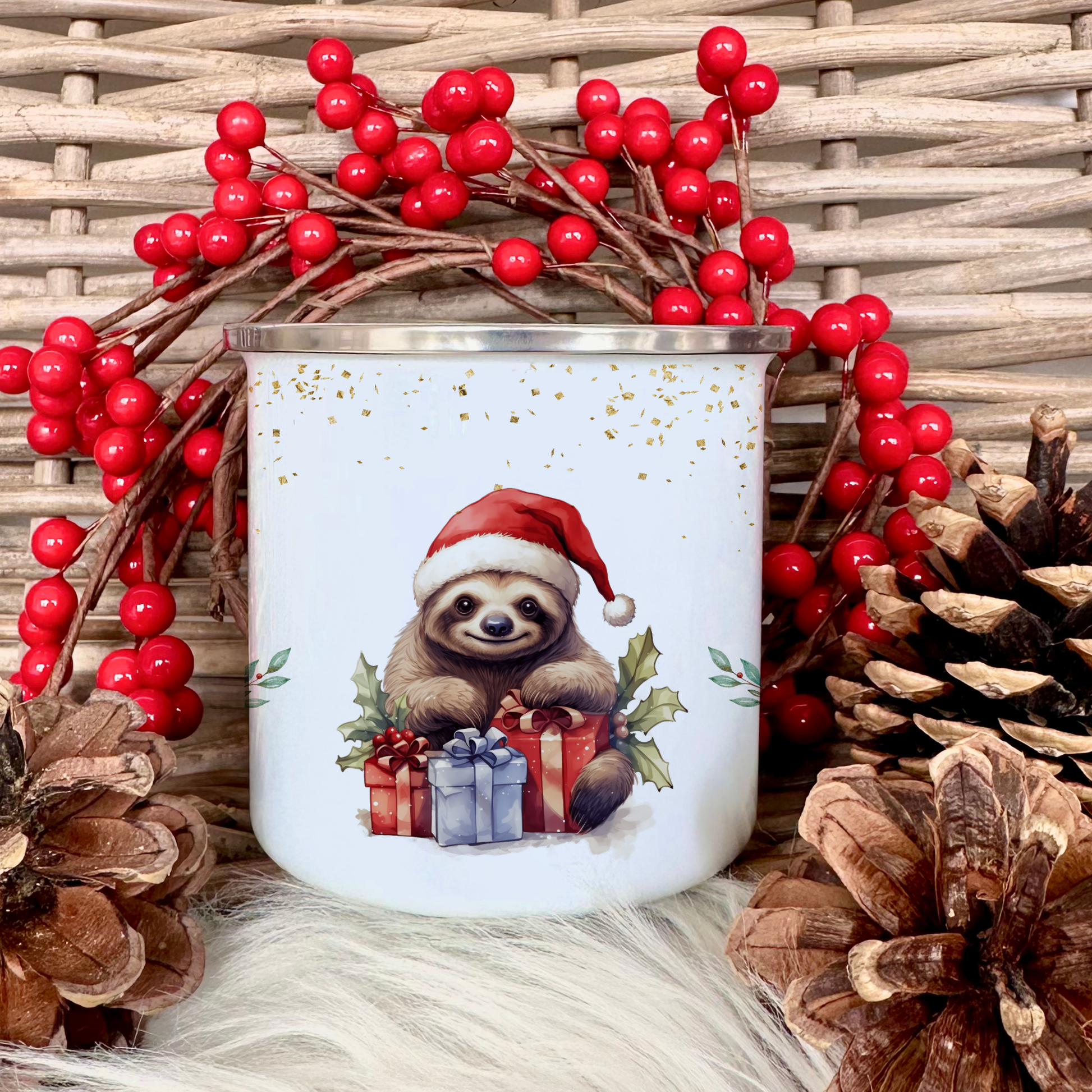 Faultier Tasse mit Namen als Weihnachtsgeschenk für Kinder