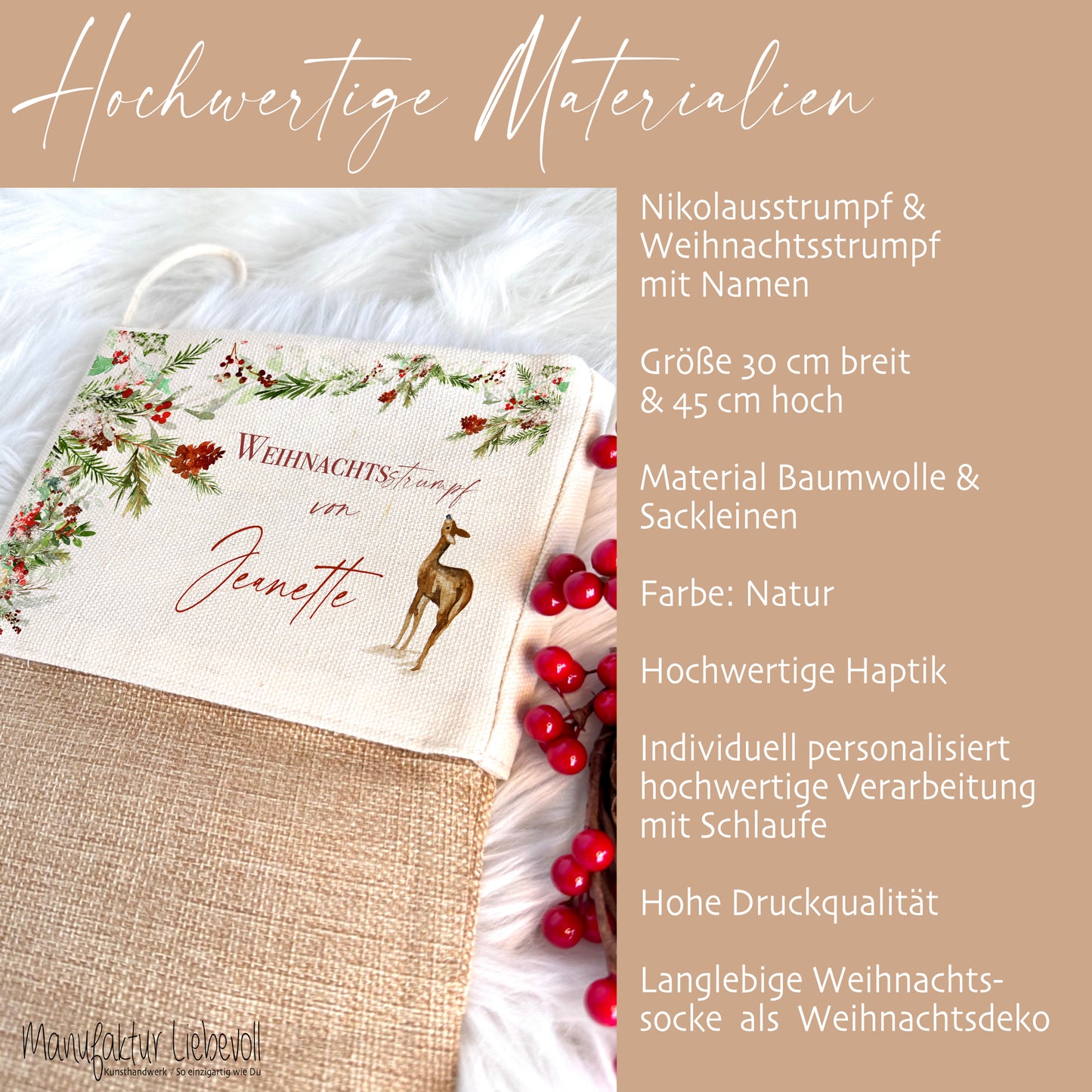 Nikolausstrumpf personalisiert Nikolausstiefel Kinder Erwachsene Weihnachtsstrumpf Name Weihnachtsstiefel Nikolaussocke Weihnachtsgeschenk