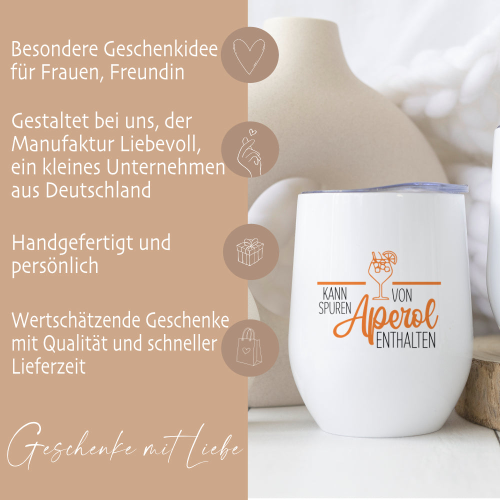 Aperolbecher to go Weinbecher Edelstahl Weinglas Isolierter Becher Aperol Spritz Thermobecher Geschenk Frau Freundin