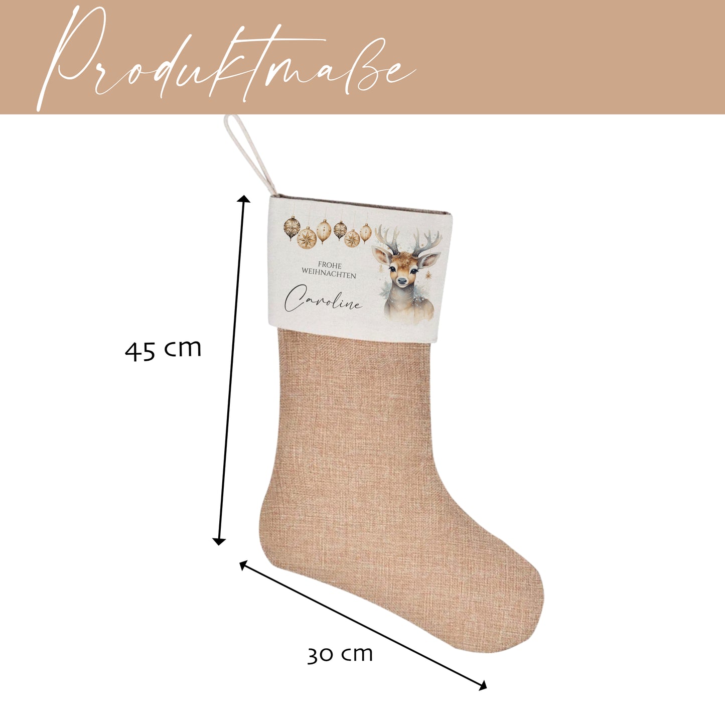 Nikolausstiefel personalisiert Rehkitz Nikolausstrumpf Erwachsene Weihnachtsstrumpf Name Weihnachtsstiefel Weihnachtsgeschenk