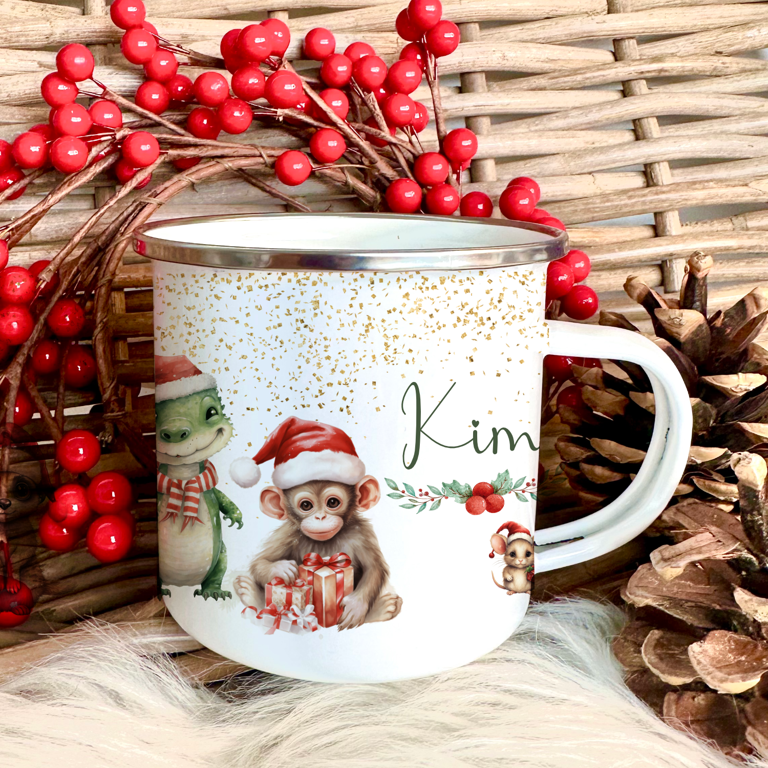 Kinder Tasse Tiere m. Namen Nikolaus Geschenk Weihnachten – Manufaktur Liebevoll