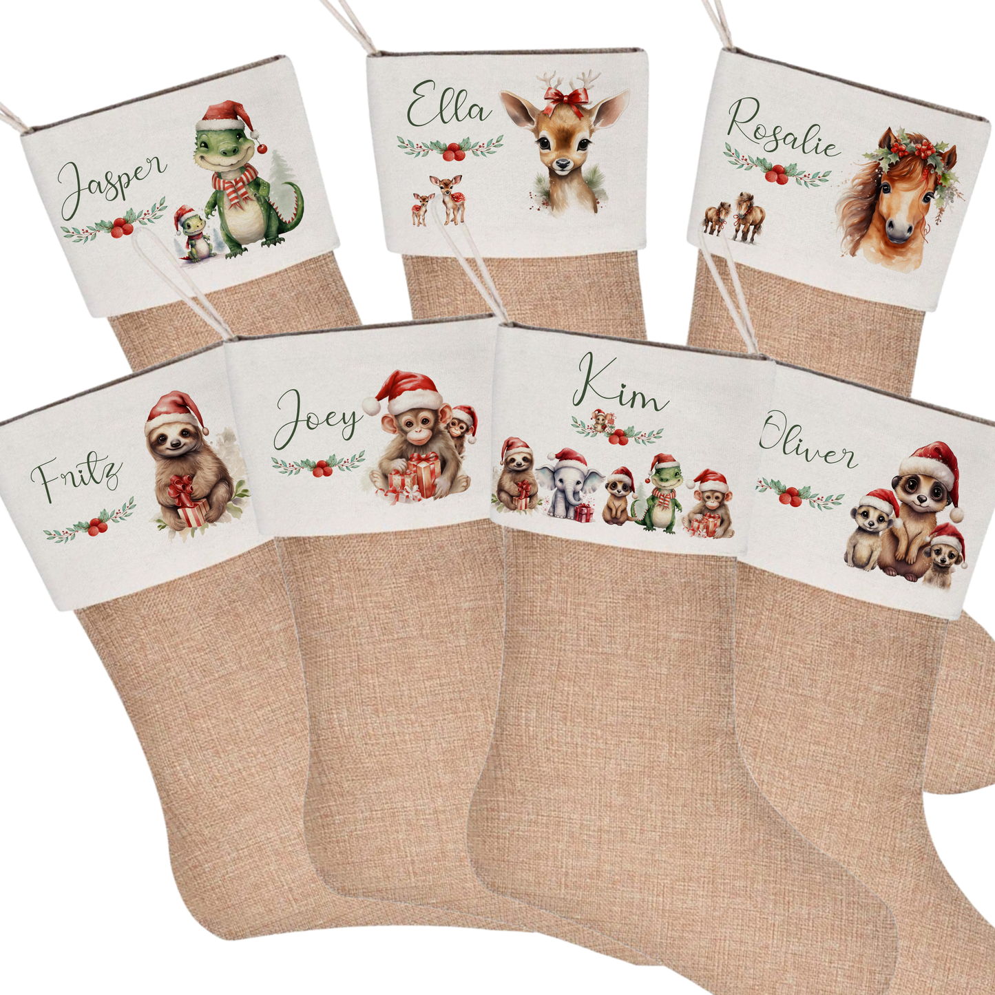 Weihnachtsstrumpf Pferd für Mädchen u. Teenager mit Namen zum Nikolaus und Weihnachten personalisiert | Nikolausstrumpf Pony Geschenkidee für Kinder I 7 Motivvarianten zur Auswahl