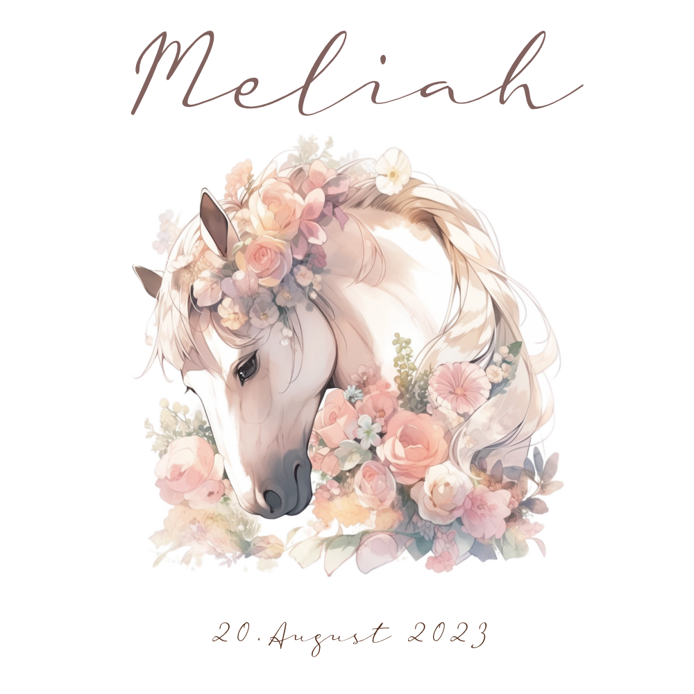 Blumen Schultüte Pferd mit Namen für Mädchen zur Einschulung