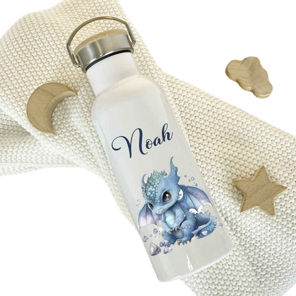 Edelstahl Trinkflasche Drache f. Kinder m. Namen Geschenk – Manufaktur Liebevoll