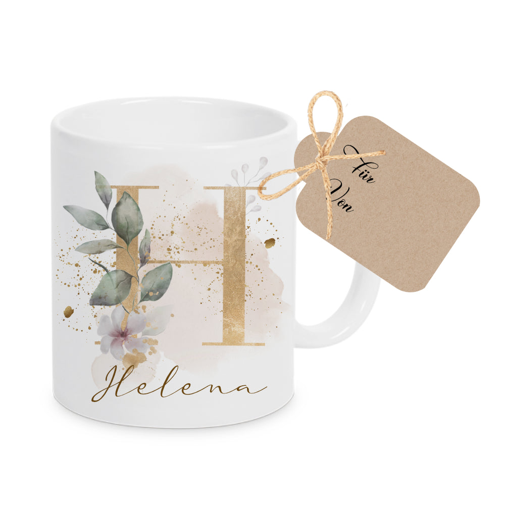 Boho Tasse mit Buchstabe u. Name für Frauen als Geschenk – Manufaktur Liebevoll