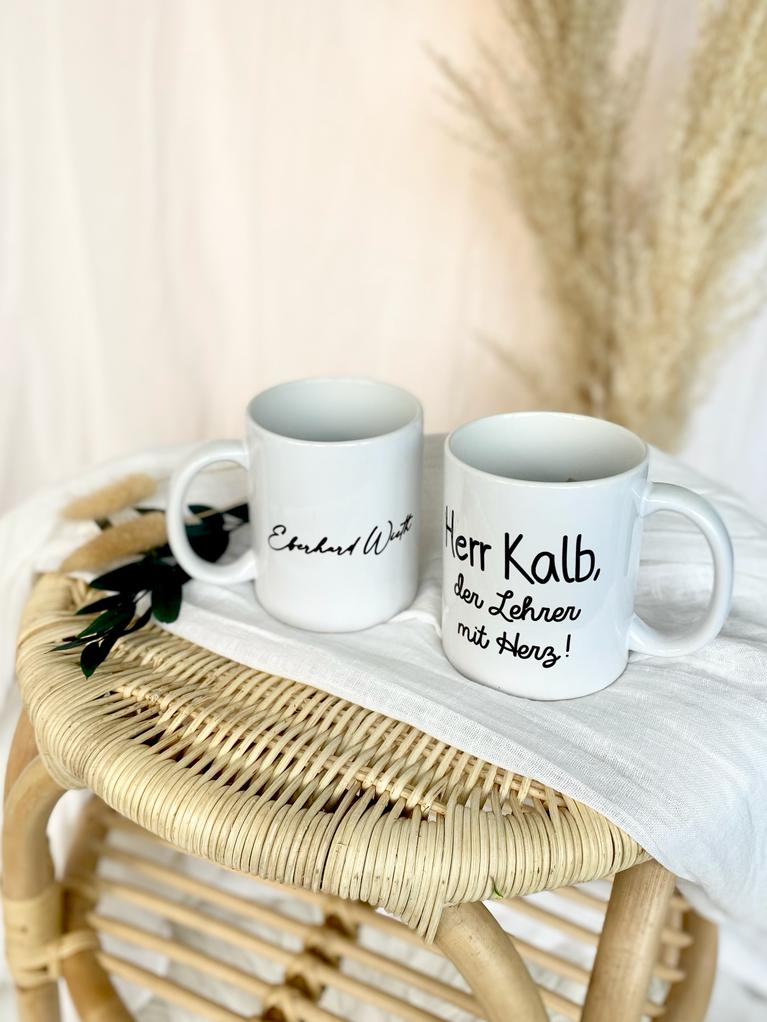 Tasse mit Namen und Schriftzug aus Keramik | Geschenk für Frauen und Männer | Personalisierung individuell anpassbar | 6 Motivvarianten zur Auswahl