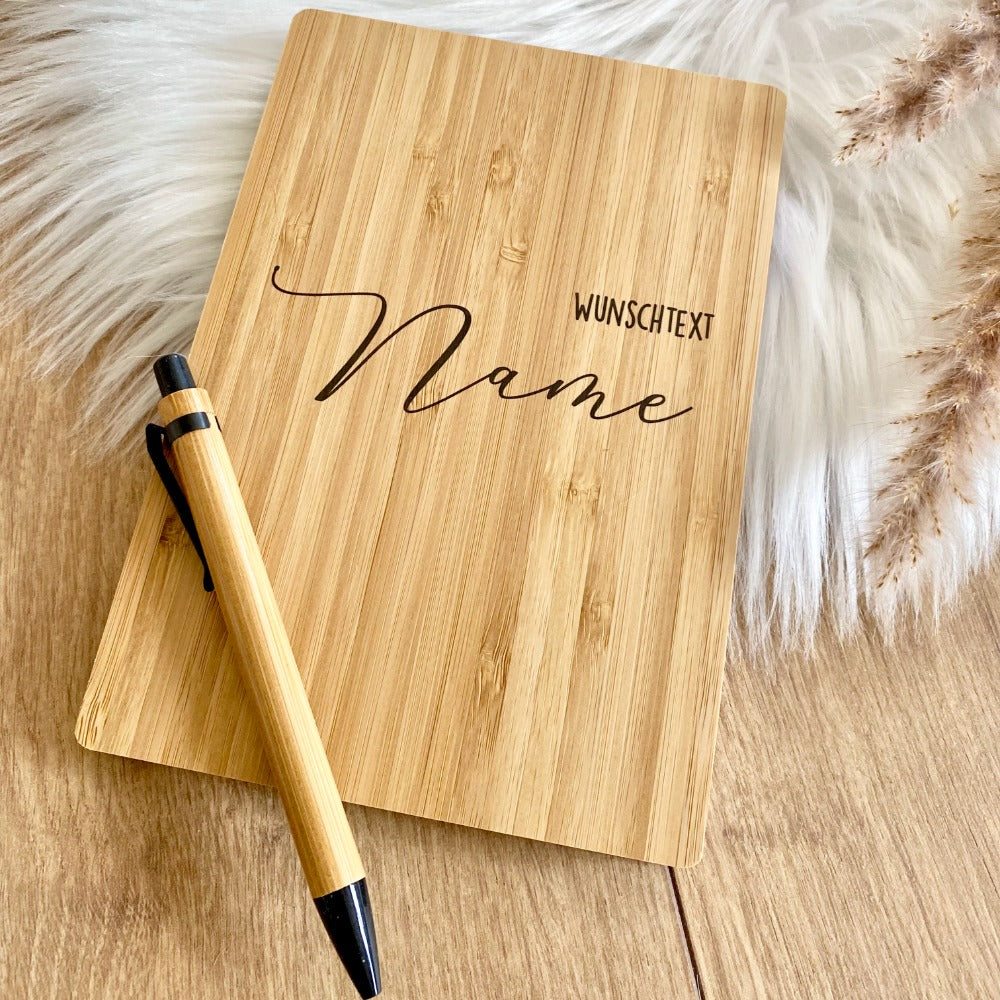 Tagebuch mit Wunschtext und Namen als persönliche Geschenkidee