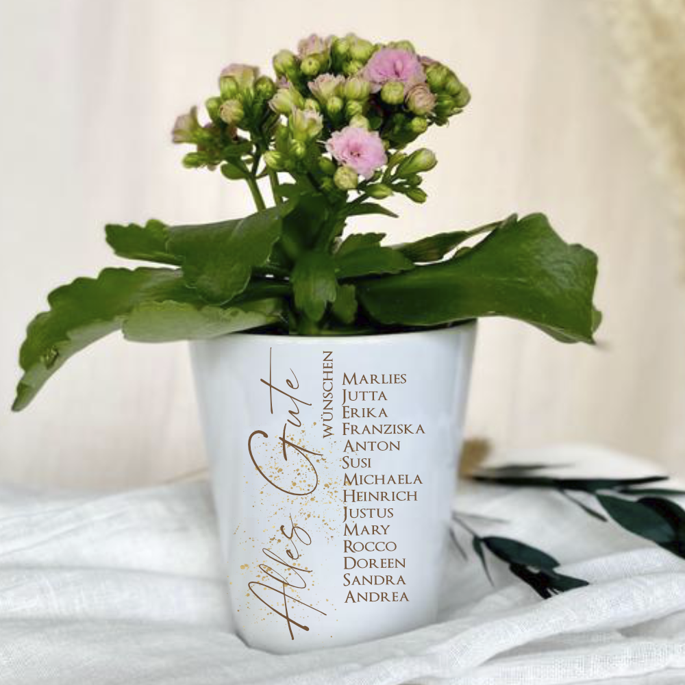 Geschenkidee mit Namen Alles Gute Blumentopf
