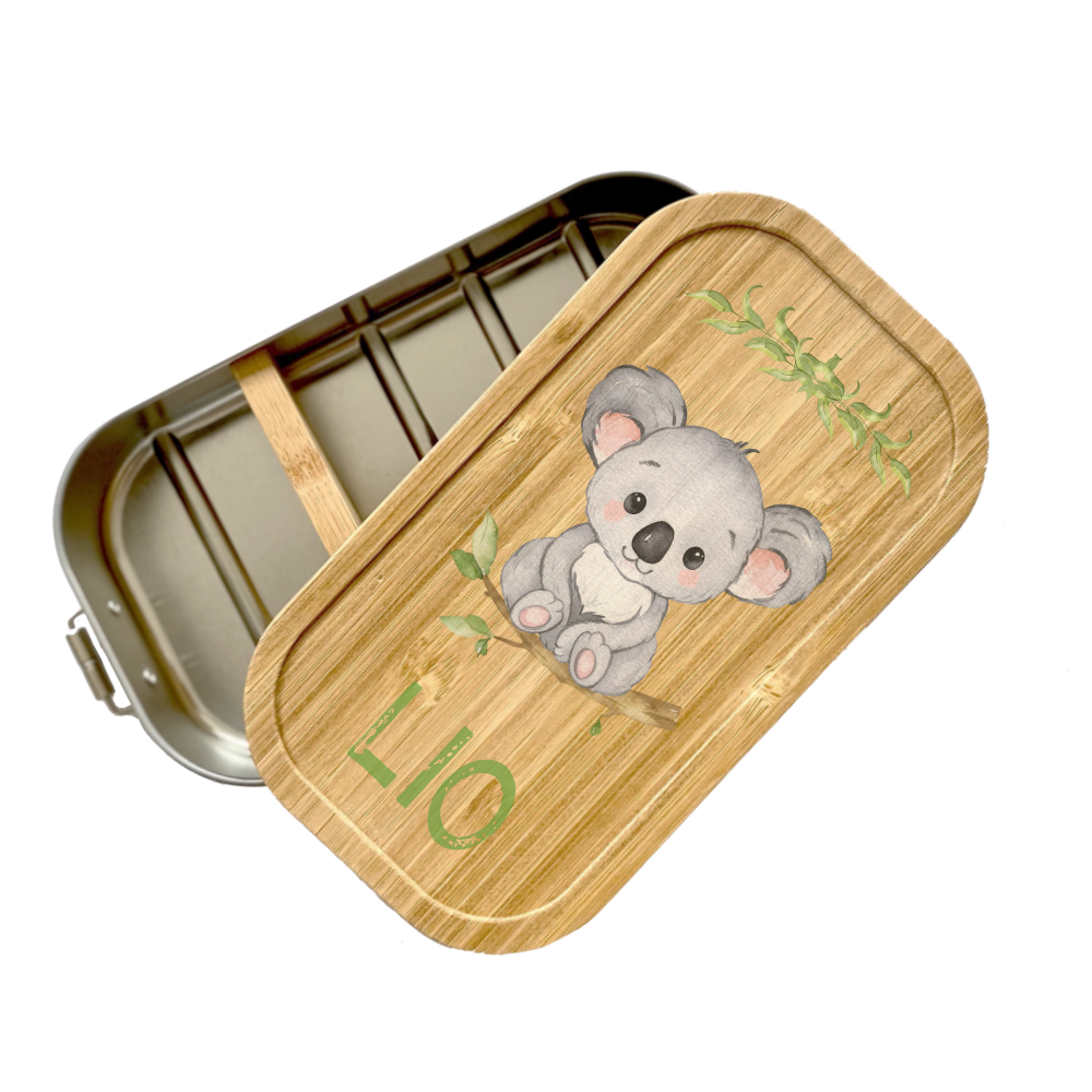 CreaDesign Brotdose Kinder Personalisiert - Bento Box Mit Fächern Und Koala Motiv