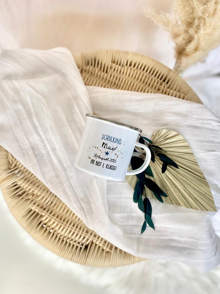 Personalisierte Tasse zur Einschulung | Geschenkidee mit Namen und Datum | 2 Farbvarianten zur Auswahl