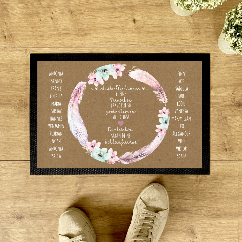 Personalisierte Fußmatte mit Namen und Spruch | Abschiedsgeschenk Kindergarten | Dankeschön Geschenk für die Erzieherin | Gruppenabschiedsgeschenk