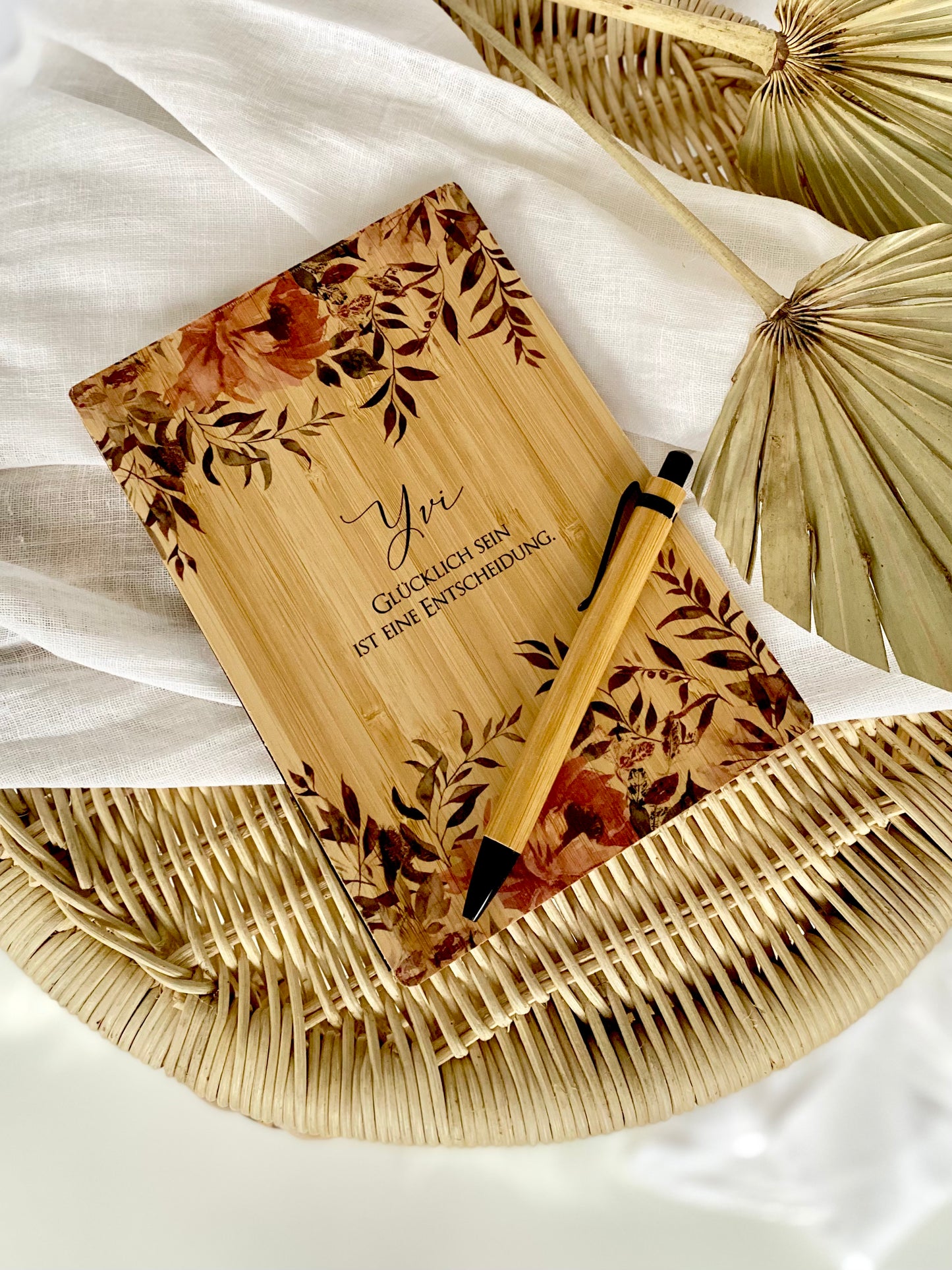 Notizbuch Bambus Floral Personalisiert