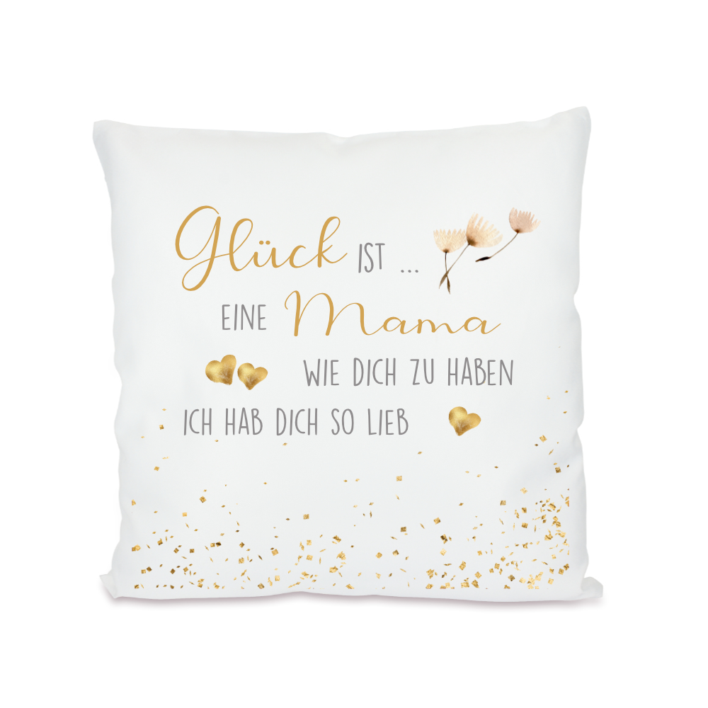 Zierkissen 40x40 Cm – „Ich Hab Dich Lieb Mama“ – Weiß, Geschenk Zum Muttertag, Geburtstag Oder Einfach So