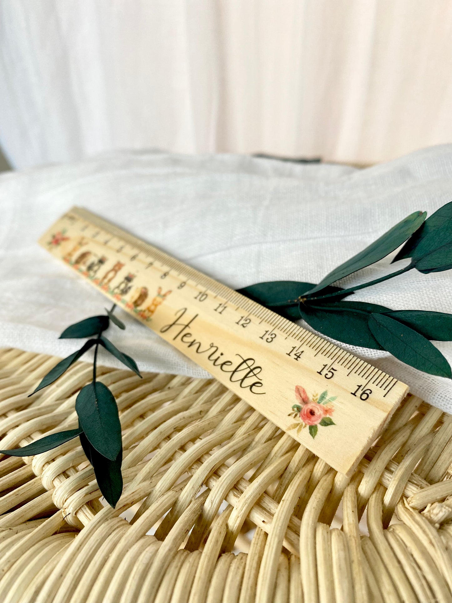 Lineal "Boho Tiere" für Kinder mit Namen | Personalisiertes Geschenk | Holzlineal mit Namen