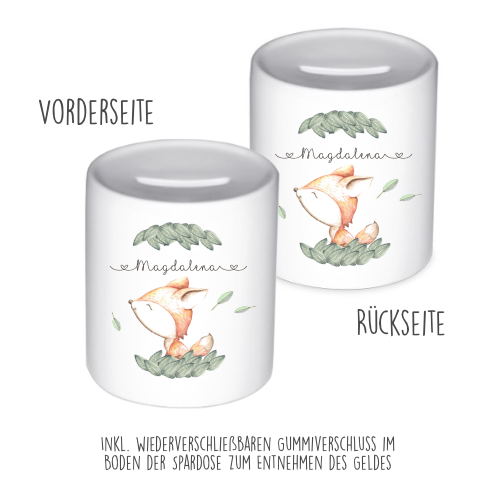Spardose für Kinder mit Namen | Personalisiertes Geschenk für Mädchen u. Jungen | Originelles Geldgeschenk u. handgefertigte Geschenkidee | 10 Motive zur Auswahl