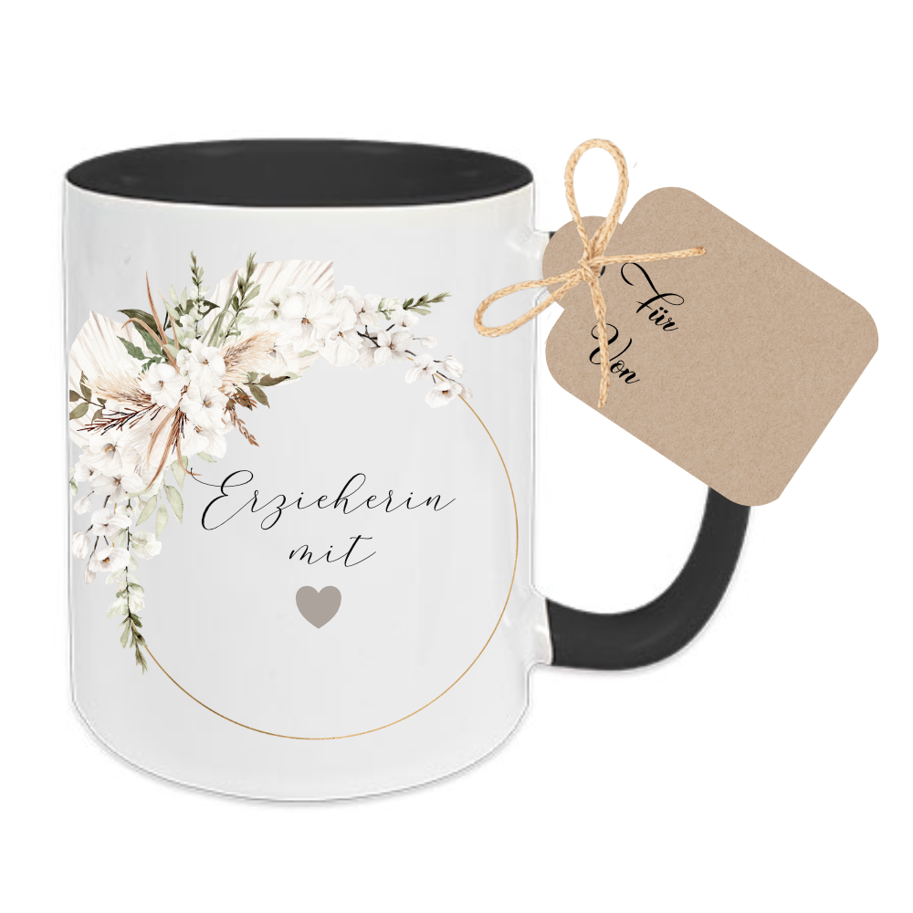 Tasse "Erzieherin mit Herz" | Personalisiertes Geschenk als Dankeschön und zum Abschied | Keramiktasse mit Namen und Buchstaben