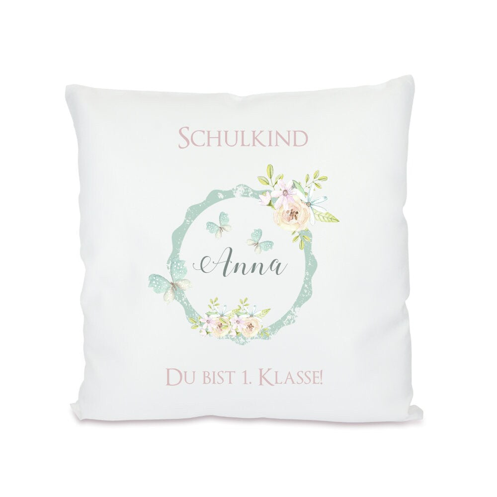 Kissen zur Einschulung mit Namen | Personalisiertes Geschenk zum Schulstart | Kissengeschenk “Du bist 1. Klasse!"
