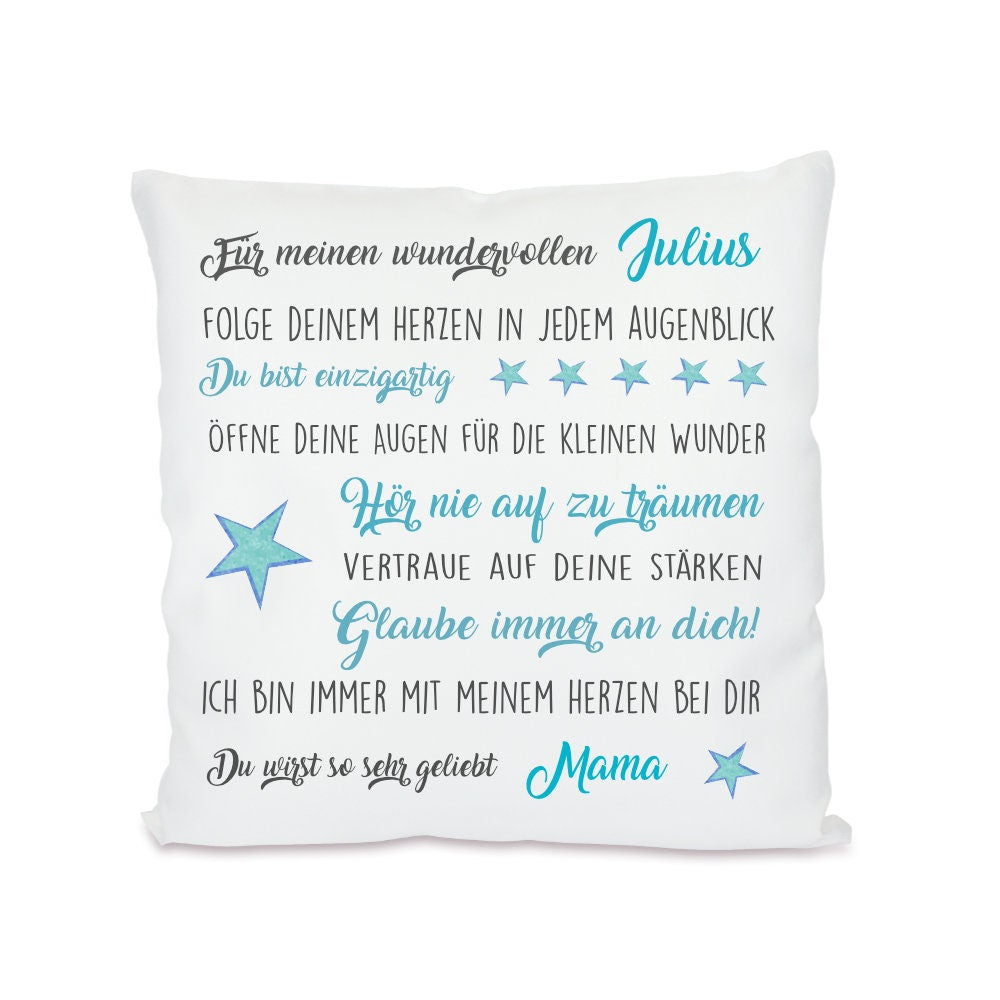 Kissen mit wundervollen Wünschen | Persönliches Geschenk u. personalisierte Geschenkidee für Mädchen, Jungen u. Teenager | Perfektes Geschenk zur Jugendweihe, Prüfung uvm. | 4 Varianten zur Auswahl