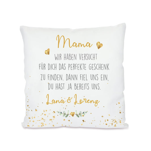 Kissen mit Spruch "Mama, wir haben versucht..." | Personalisiertes Geschenk für Mütter | 4 Motivvarianten zur Auswahl