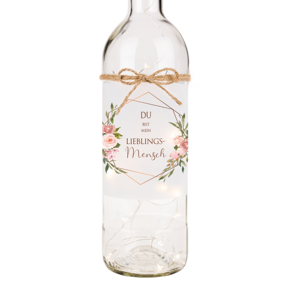 "Lieblingsmama" Leuchtflasche für die Mama | Flaschenlicht mit Schriftzug und Eukalyptus | Besonderes Geschenk für Mütter | 2 Motivvarianten zur Auswahl