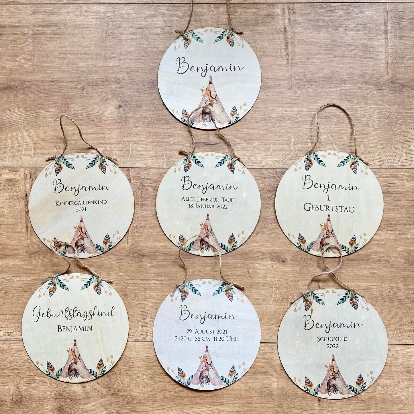 Personalisierte Geburtstafel zur Geburt und Taufe für Mädchen | Besonderes Holzgeschenk zur Geburt u. Taufe | Schöne Deko für das Babyzimmer | 4 Varianten zur Auswahl