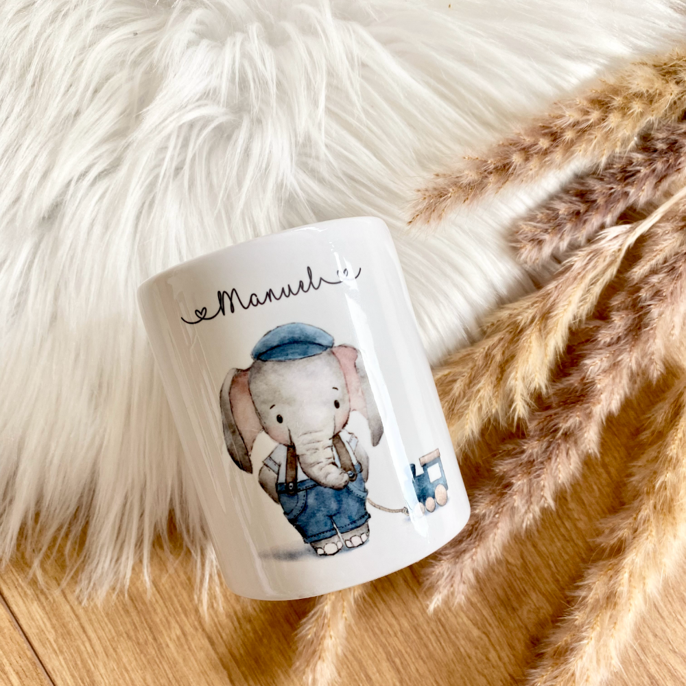 Spardose mit Elefant und Namen für Kinder | Personalisierte Kinderspardose aus Keramik für Mädchen und Jungen