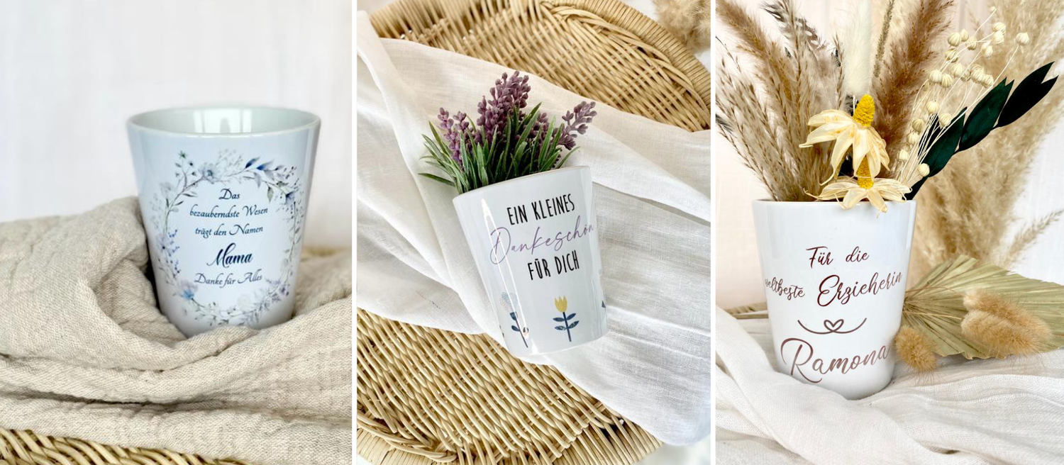 Blumentöpfe - Die personalisierte Geschenkidee.