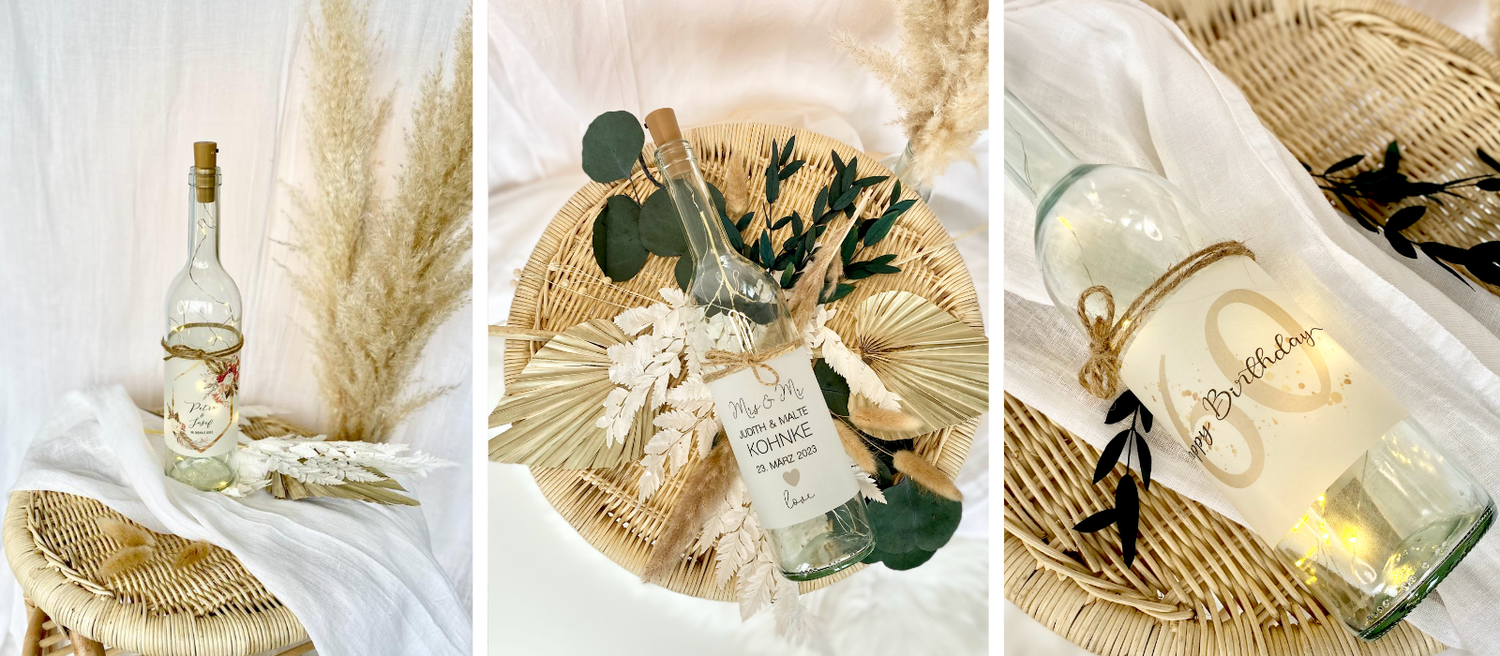 Personalisierte Flaschenlichter Geschenke