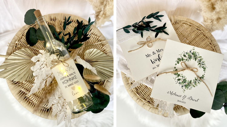 Personalisierte Geschenke zur Hochzeit. Natürliche Hochzeitsgeschenke.