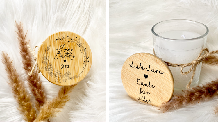 Personalisierte Duftkerzen im Glas.