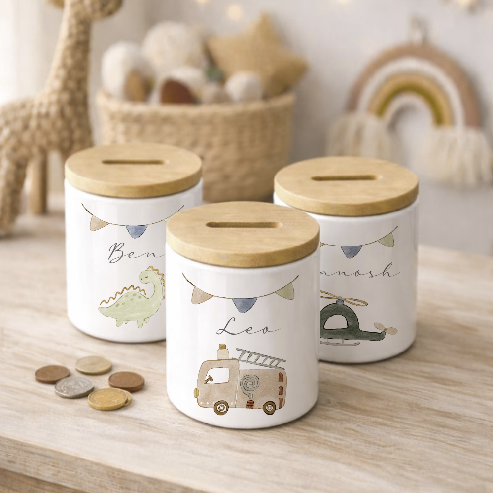 Personalisierte Spardosen für Kinder. 