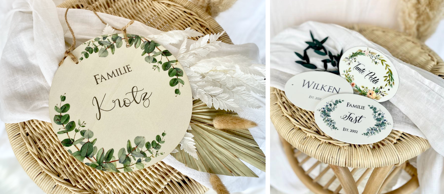 Personalisierte Türschilder und Familienschilder