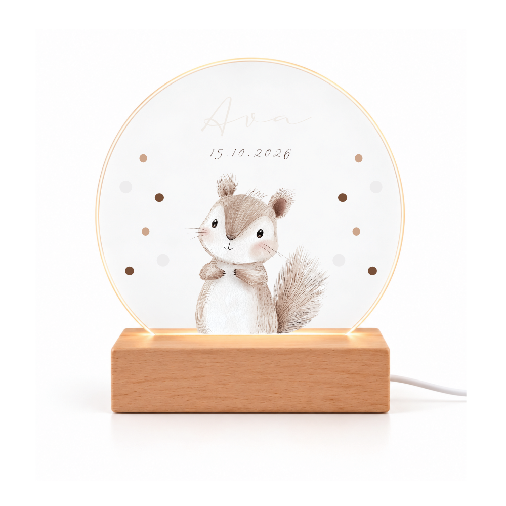 Nachtlicht personalisiert mit Namen & Tiermotiv – LED optional