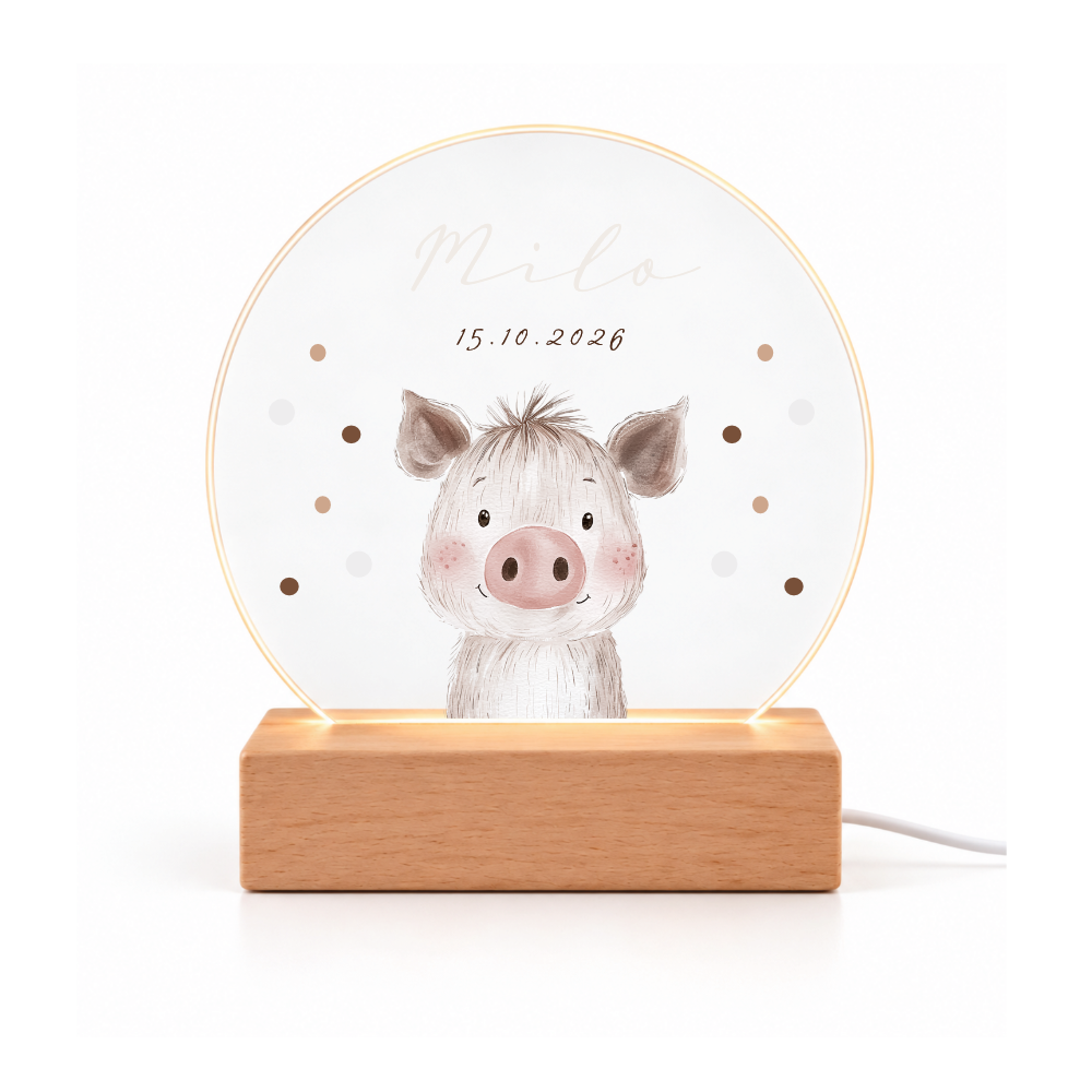 Nachtlicht personalisiert mit Namen & Tiermotiv – LED optional