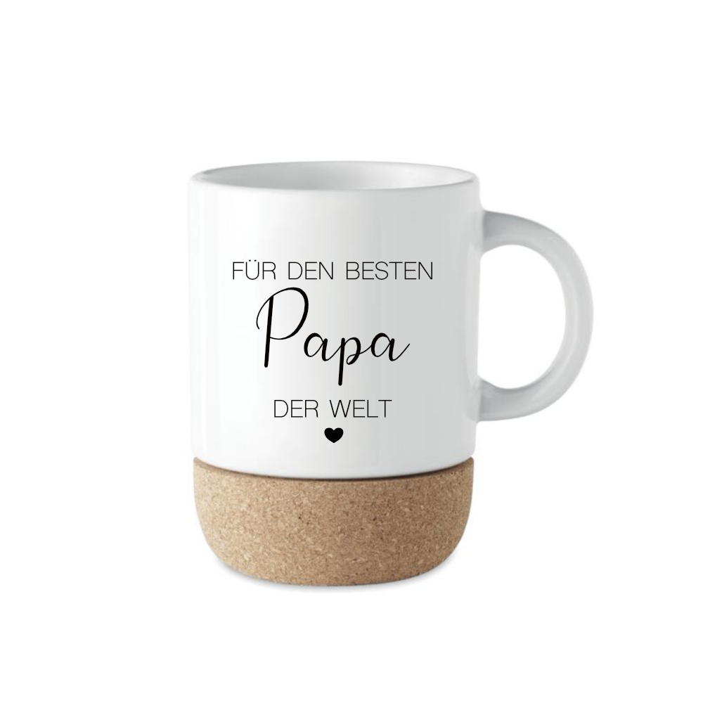 Tasse "Für den besten Papa", Geschenk für Väter, Kaffeetasse aus Keramik und Kork