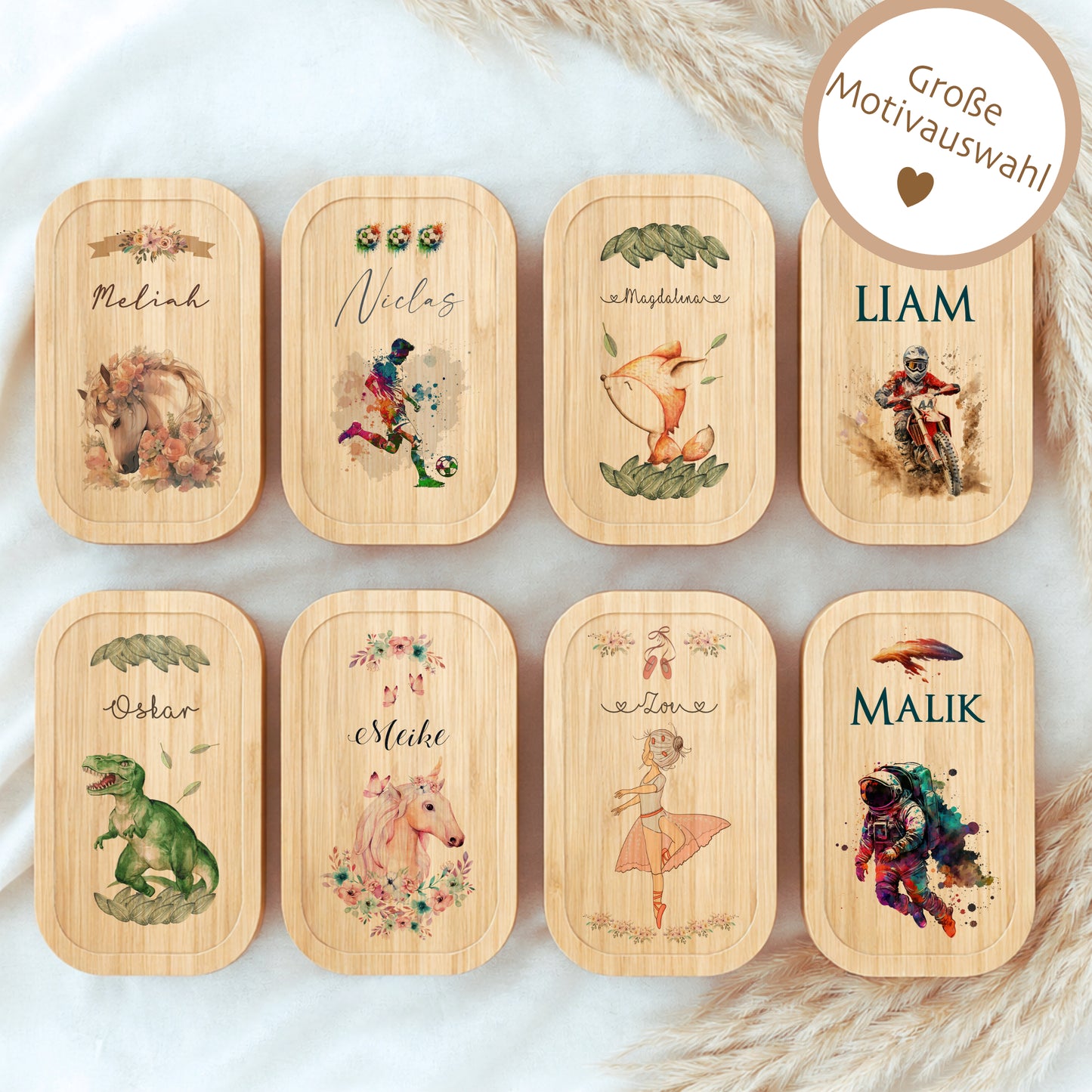 Lunchbox "Pony Pferd" wählbar in Edelstahl mit Bambusdeckel und Namen für Mädchen | Brotdose Pferdemädchen | Personalisiertes Geschenk für Kinder