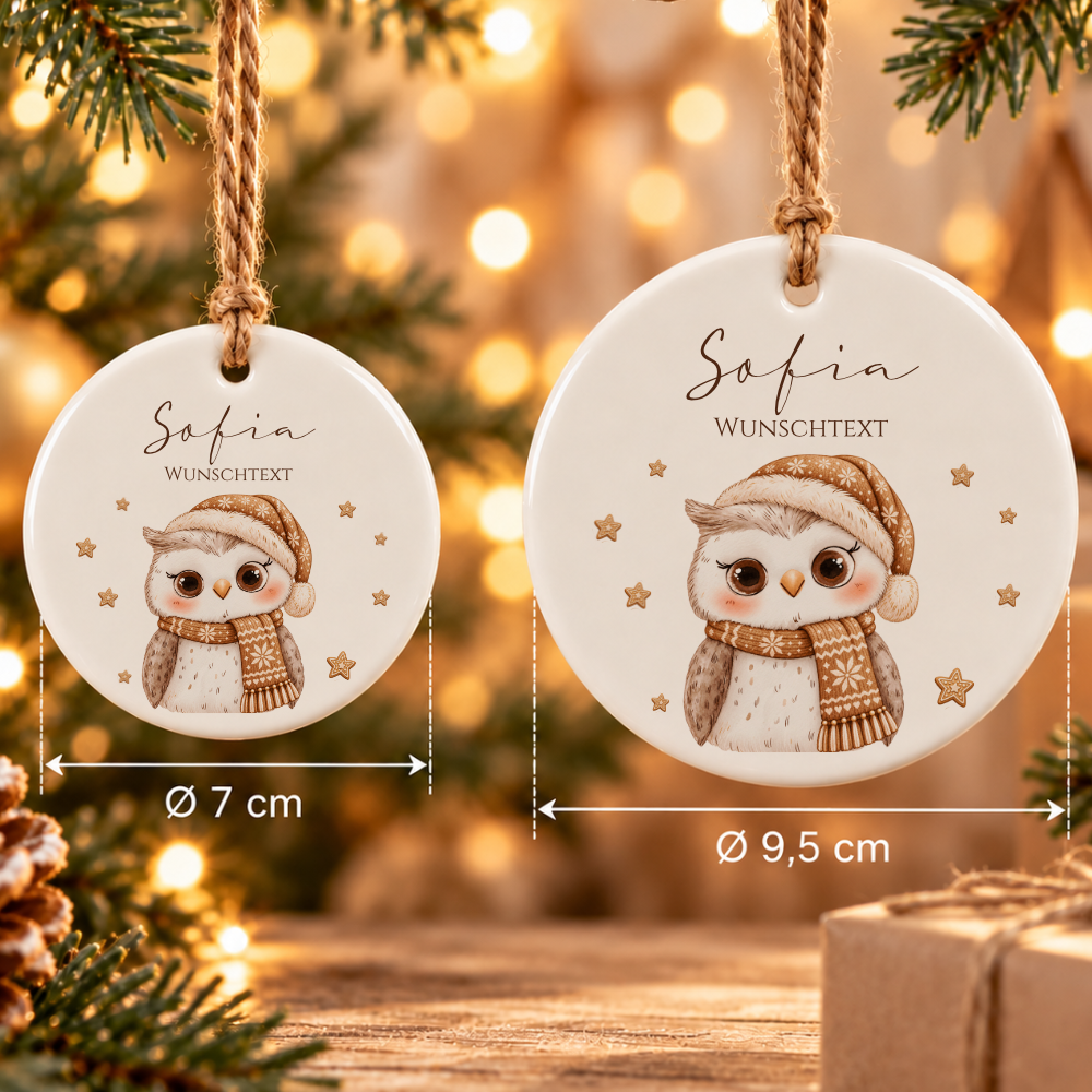 Weihnachtsanhänger aus Keramik personalisiert mit Namen – 6 Tiermotive